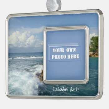 Labadee Seascape Custom Photo Silver Plated Framed Ornament by h2oWater at Zazzle