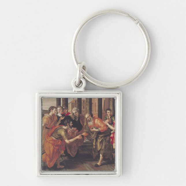 Laban Presenting Eliezer to his Father, 1562 Keychain (Front)