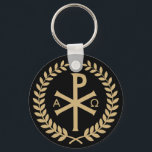 Labarum - Chi Rho - Roman Imperial Standard Keychain<br><div class="desc">The labarum was a vexillum (military standard) that displayed the "Chi-Rho" symbol,  a christogram formed from the first two Greek letters of the word "Christ". It was first used by the Roman emperor Constantine the Great after he converted to Christianity.</div>