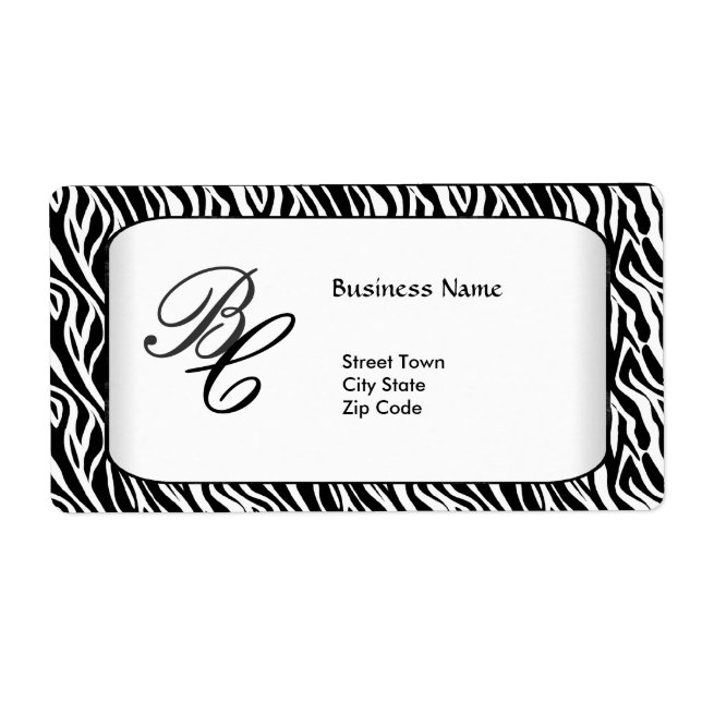 Label Business Elegant Black Zebra White Elite (Front)