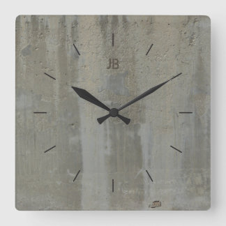 LABEL CONCRETE STAINED| industrial decor Square Wall Clock