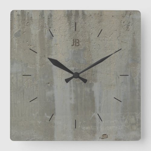LABEL CONCRETE STAINED industrial decor Square Wall Clock