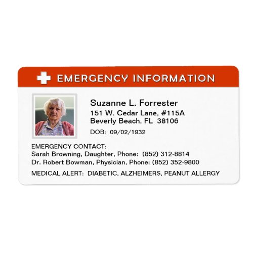 Label _ Emergency Info Contact and Medical ID