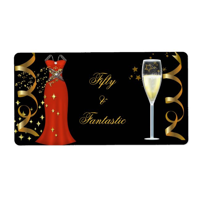 Label Fantastic Red Dress Black Gold (Front)
