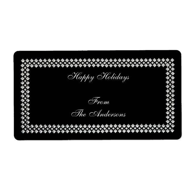 Label Gift Sticker Silver Trim on Black (Front)