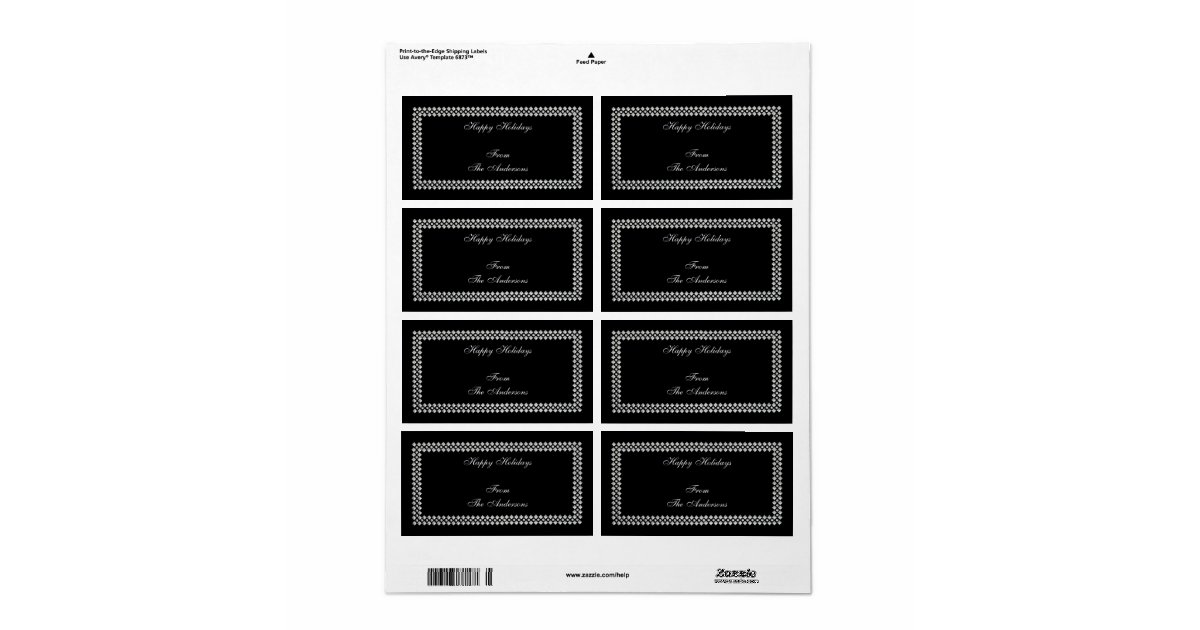 Label Gift Sticker Silver Trim on Black | Zazzle