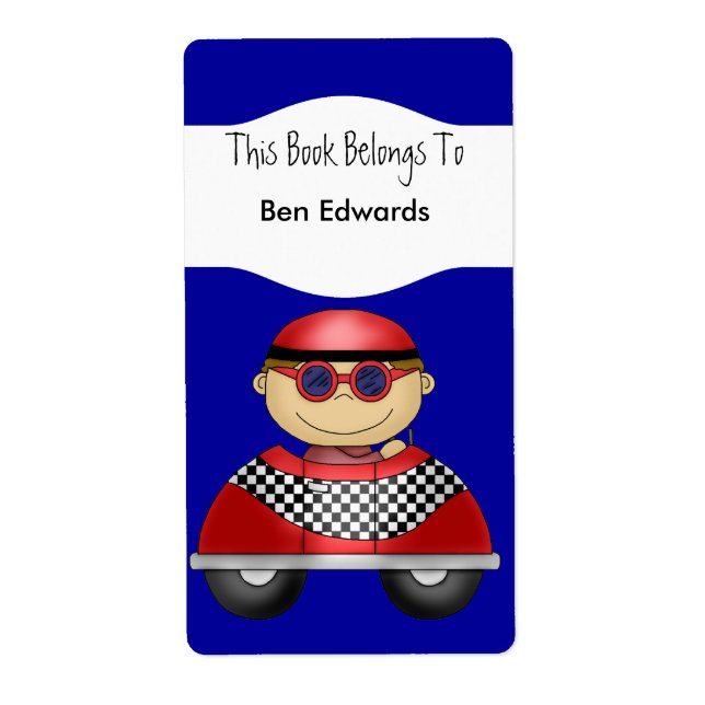 Label Kids Book Labels Stickers Car (Front)