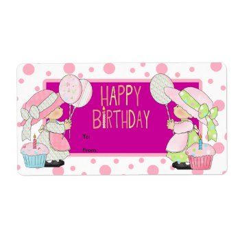 Label Kids Gift Tag Birthday Pink by Label_That at Zazzle