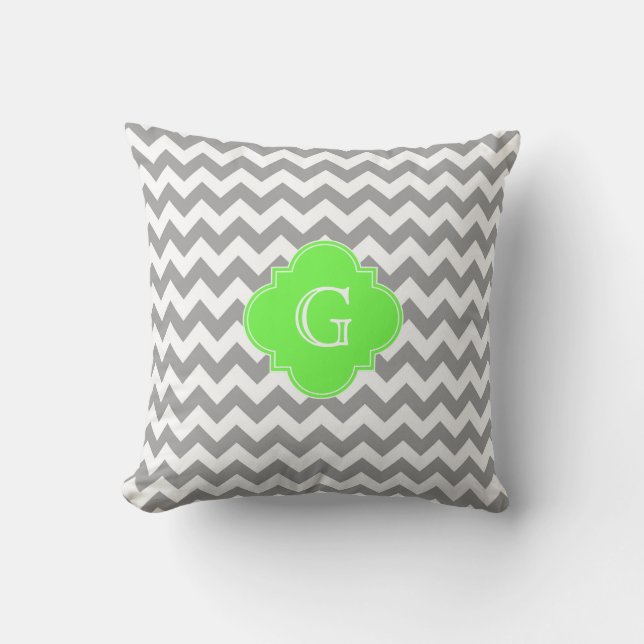 Label-Quatrefoil-LimeGreen-Inner-WhiteFrame-001.pn Throw Pillow (Front)