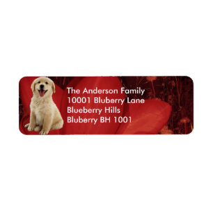 Label Return Address Golden Retriever & Flowers