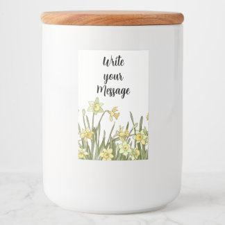 Label with floral border of yellow daffodils