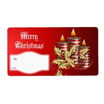 Label Xmas Gift Christmas Red Candles by Label_That at Zazzle