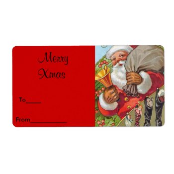 Label Xmas Gift Sticker Tags Christmas Vintage San by Label_That at Zazzle