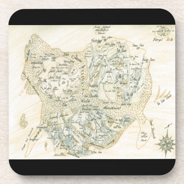 Labeled Map of Trino Beverage Coaster (Front)