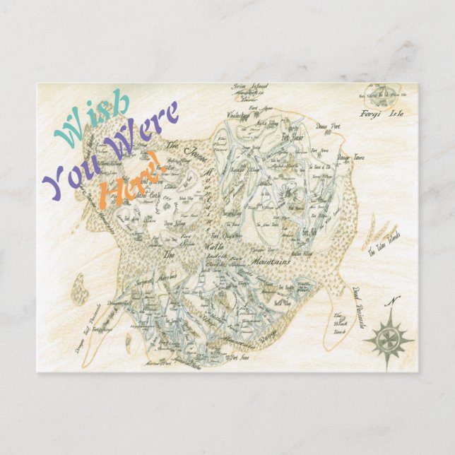 Labeled Map of Trino Postcard (Front)