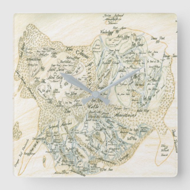 Labeled Map of Trino Square Wall Clock (Front)