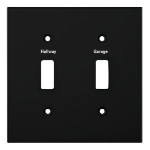 Labeled Room Double Light Switch Cover