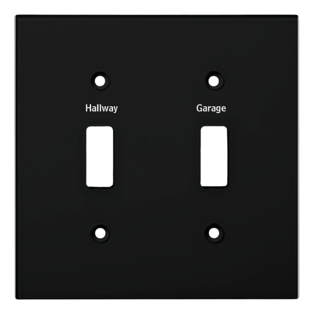 Labeled Room Double Light Switch Cover (Front)