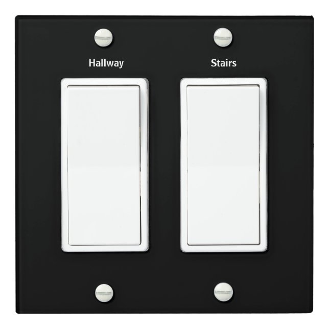 Labeled Room Double Rocker Light Switch Cover (In Situ)