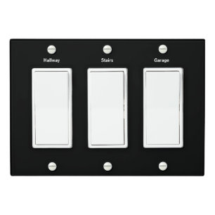 Labeled Room Triple Rocker Light Switch Cover