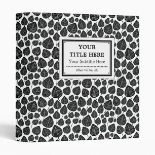 Labelled (1in) - Leaves - Black on White 3 Ring Binder