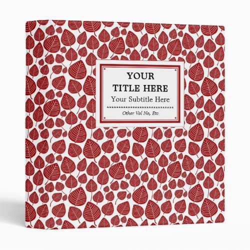 Labelled 1in _ Leaves _ Ruby Red on White 3 Ring Binder