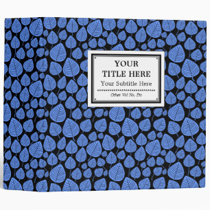 Labelled (2in) - Leaves - Baby Blue on Black 3 Ring Binder