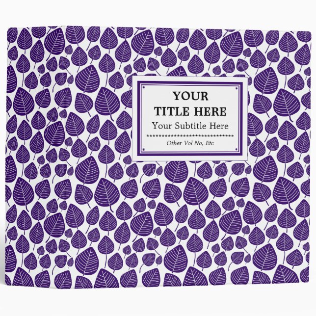 Labelled (2in) - Leaves - Deep Purple on White Binder (Front/Spine)