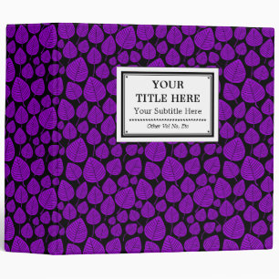 Labelled (2in) - Leaves - Purple on Black 3 Ring Binder