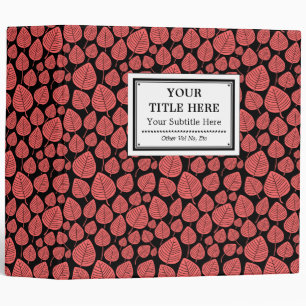 Labelled (2in) - Leaves - Tropical Pink on Black 3 Ring Binder
