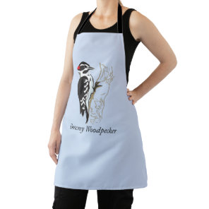 Labelled Downy Woodpecker Illustration Adult Apron