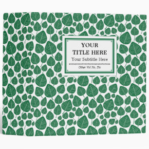 Labelled - Leaves - Forest Green on White 3 Ring Binder