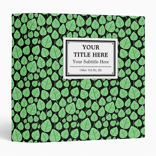 Labelled - Leaves - Mint Green on Black Binder (Front/Spine)