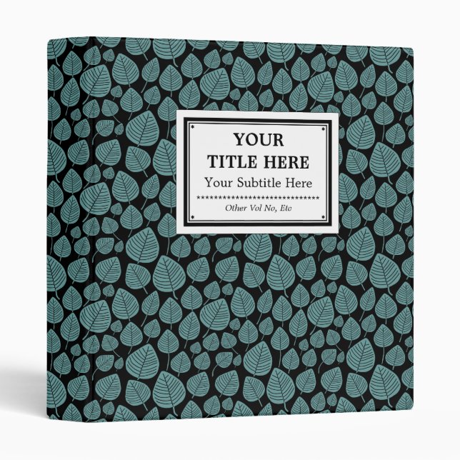 Labelled - Leaves - Ocean Green on Black Binder (Front/Spine)