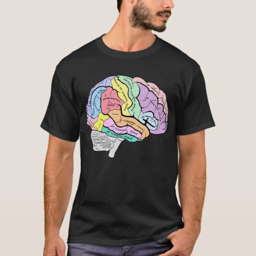 Labelled pastel brain anatomy sketch T_Shirt