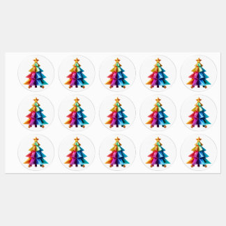 Labels A christmas tree with a star . Sticker