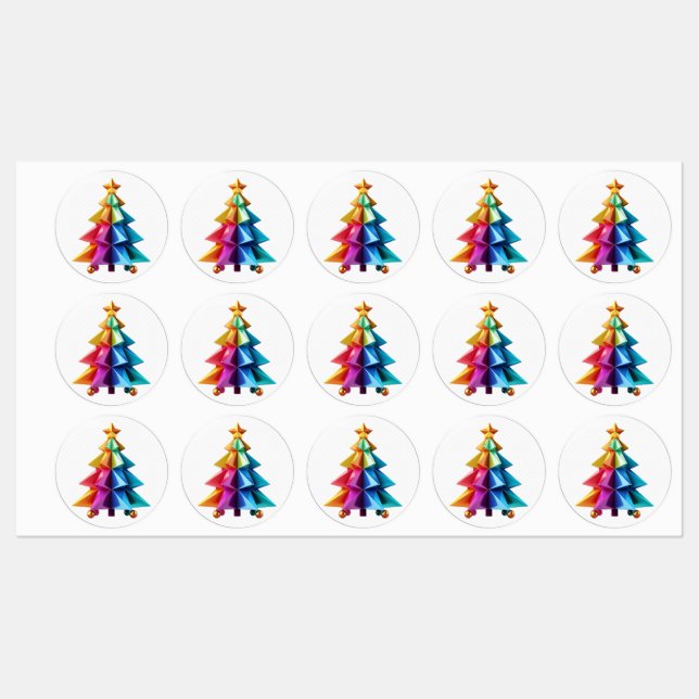 Labels A christmas tree with a star . Sticker (Sheet)