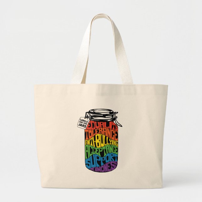 Labels Are For Jars  LGBT Equality Shirt - Newtown Large Tote Bag (Front)