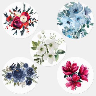 Labels - bright watercolor flowers