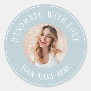 Labels handmade with love custom name text photo