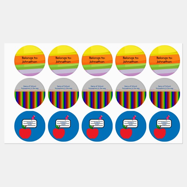 Labels school personlized (Sheet)
