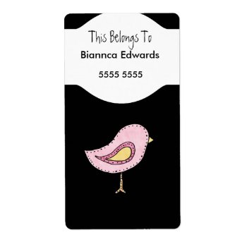 Labels Teens Kids Pink Bird Book Plate Binder by Label_That at Zazzle