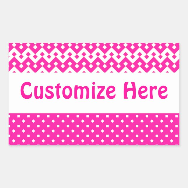 Labels to Customize, Candy Pink Geometric Pattern (Front)