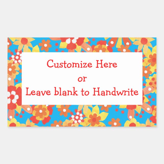 Labels to Customize, Ditsy Orange Floral Pattern (Front)