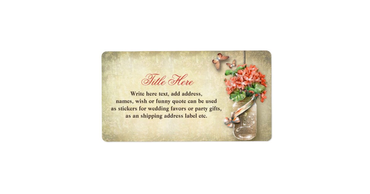 labels with mason jar rustic burlap background | Zazzle.com