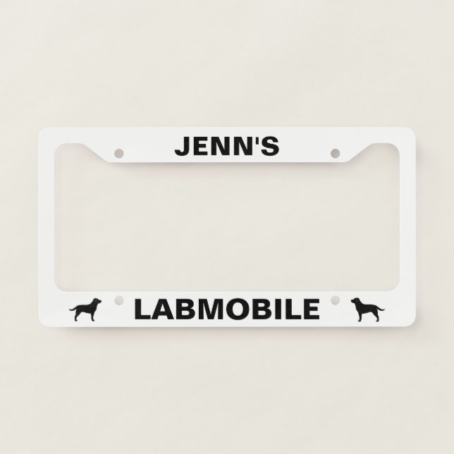LABMOBILE Black Lab Labrador Retrievers Custom License Plate Frame (Front)