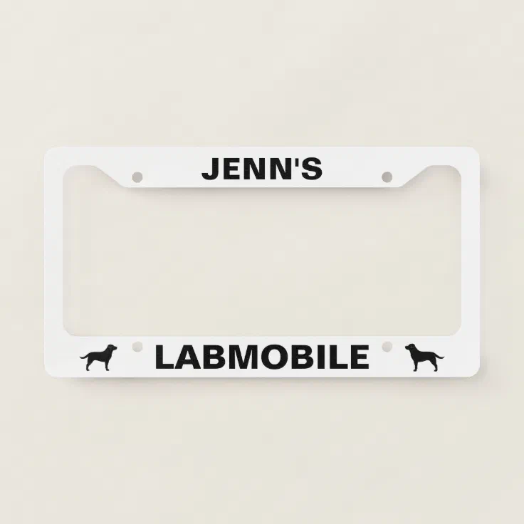 LABMOBILE Black Lab Labrador Retrievers Custom License Plate Frame Zazzle