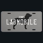 LABMOBILE Labrador Retriever Silhouette Custom License Plate<br><div class="desc">LABMOBILE Lab Lover's License Plate. Personalize with you own text.</div>