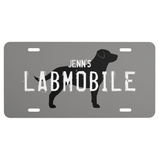 LABMOBILE Labrador Retriever Silhouette Custom License Plate (Front)