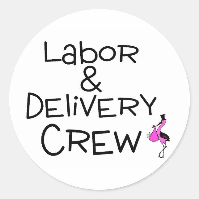 Labor and Delivery Crew Stork Classic Round Sticker (Front)